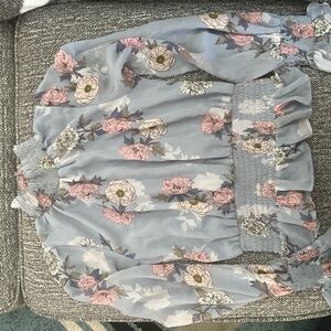 Floral Blue and Pink Women's Top